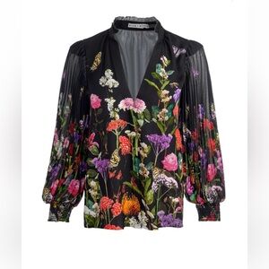 Alice + Olivia ILAN BUTTON FRONT BLOUSE